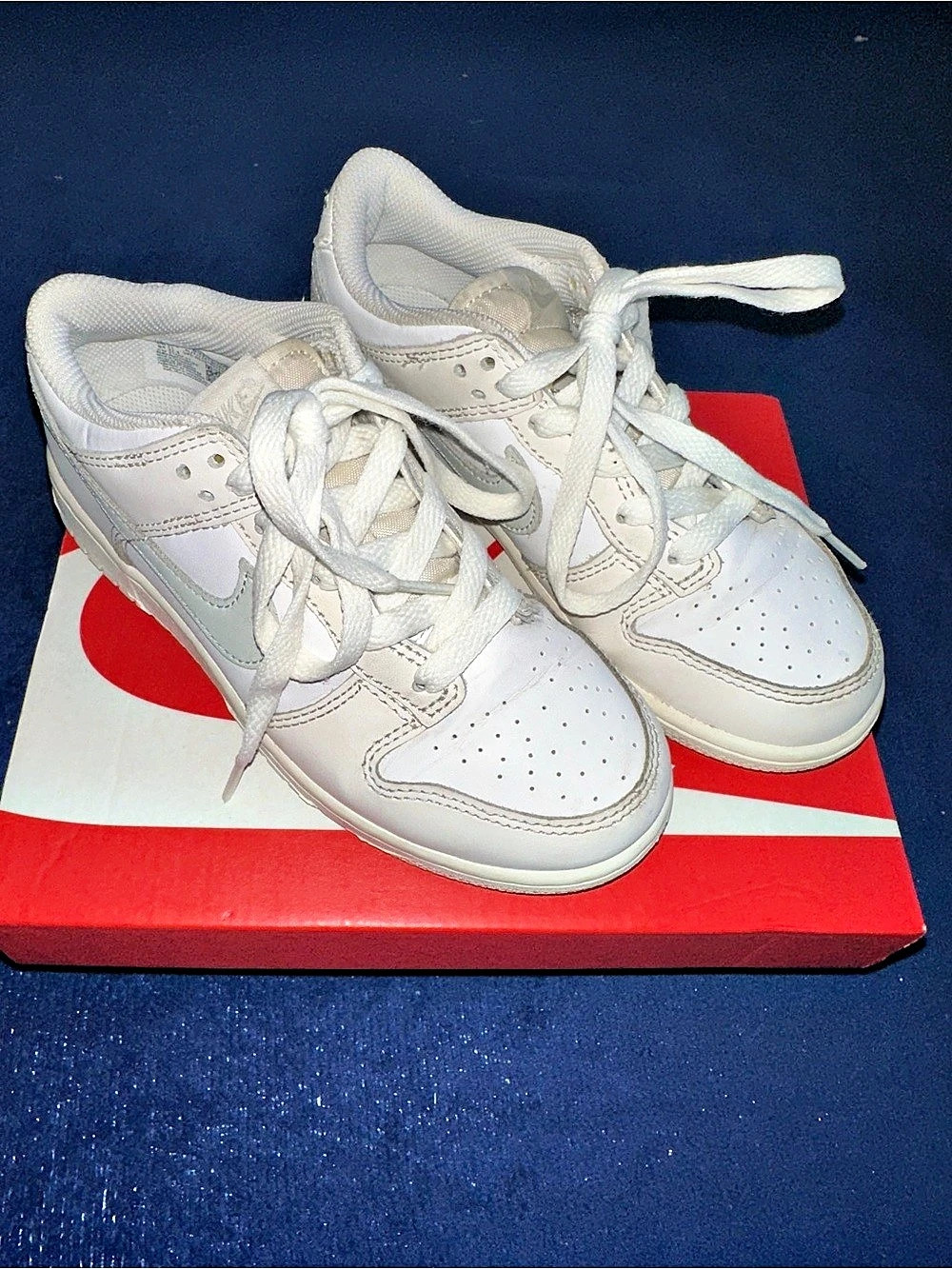 Nike Dunk Low White / Phantom / Light Silver Kids FB9108-109 Size 2Y Sneakers